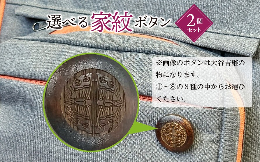 Z-36 【戦国武将】選べる家紋ボタン（２個セット） 徳川家康