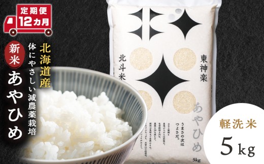 【新米発送・定期便 12カ月】北斗米あやひめ5kg お米 こめ 精米 白米 ごはん ブランド米 国産米 北海道産 東神楽町