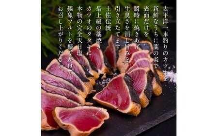 《6ヵ月定期便》数量限定  芸西村厳選1本釣り本わら焼き「田野屋銀象シリーズ 極 カツオのたたき（3～4人前）完全天日塩付（田野屋銀象ソルト）」〈高知県・土佐市共通返礼品〉
