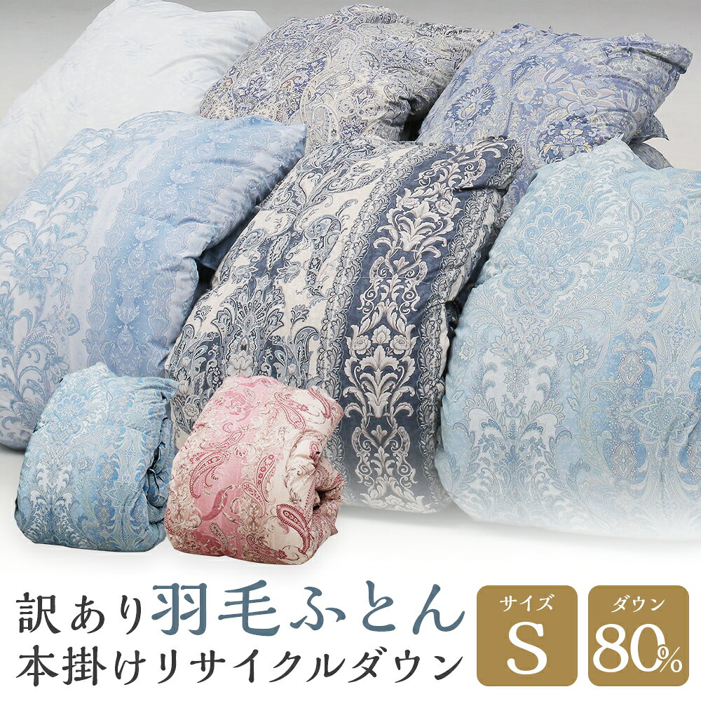 【ふるさと納税】訳あり 羽毛ふとん 本掛け リサイクルダウン シングル 色柄おまかせ 充填量1.1kg ダウン80% 再生ダウン使用 専用ケース付き 節電対策 羽毛布団 布団 掛け布団 寝具 送料無料