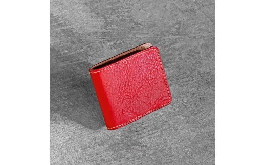 栃木レザー使用｜やわらか本革二つ折り財布｜Half wallet 02｜レッド｜minca（全7色）