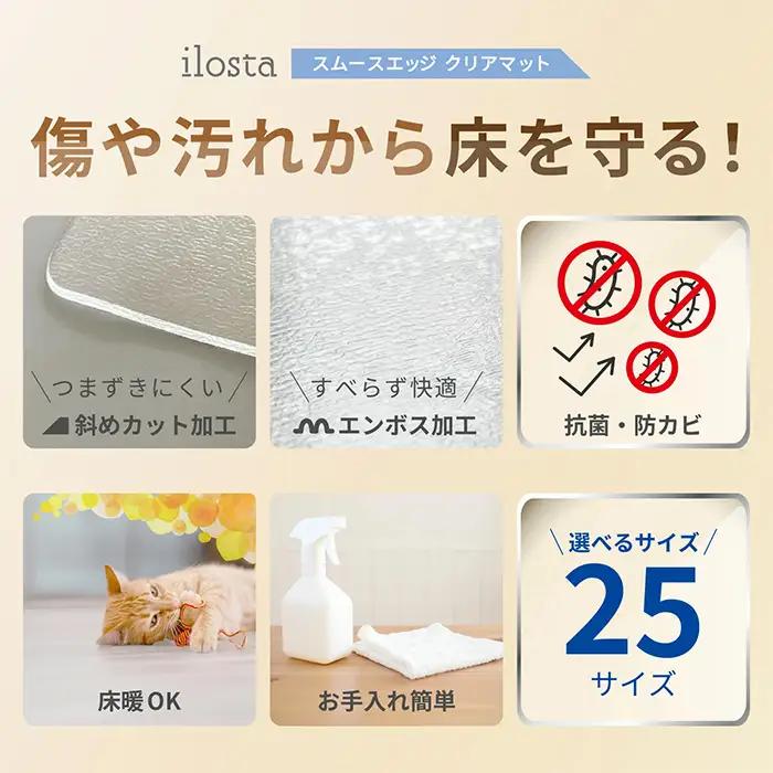 キッチンマット (45cm × 150cm) 透明 クリアマット 床暖房対応 選べる 高品質PVC 傷防止 防水 防傷 キッチン ダイニング マット 透明マット フロアマット ペット 台所マット 撥水