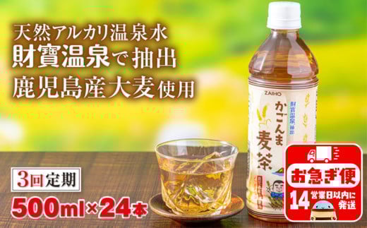 B2-22127／【3回定期】かごんま麦茶　500ml×24本