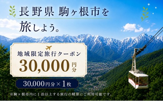 長野県駒ヶ根市　日本旅行　地域限定旅行クーポン30,000円分[№5659-1248]