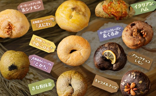 「北海道放牧豚ショルダーベーコンとモモハムブロック」とトモヱベーグル「北の麦輪」18個セット