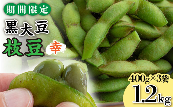 
            【期間限定！】黒大豆枝豆【幸】1.2kg （400g×3袋） 糸島市 / 染井野菜園 [AZM001]
          