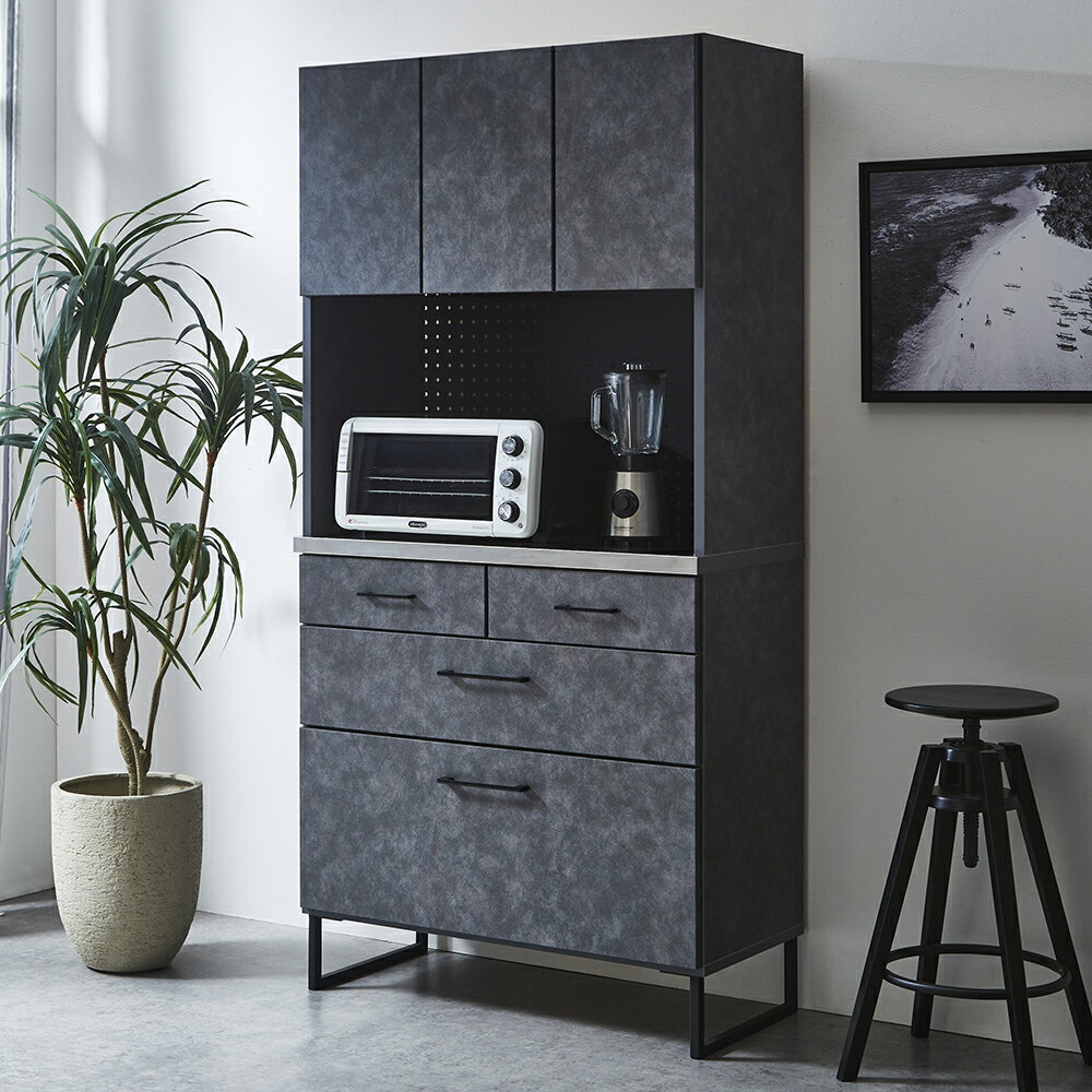 【ふるさと納税】《選べるカラー》フィオーレ90 キッチンボード LBR / DGY 強化紙 ステンレス 食器棚 キッチン収納 パン作り ピザ作り 料理 インダストリアル 家具 インテリア 福岡県 柳川市 送料無料