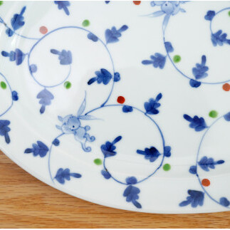 有田焼 唐草うさぎリム楕円皿/大・小セット【藍土】 A55-60_イメージ4