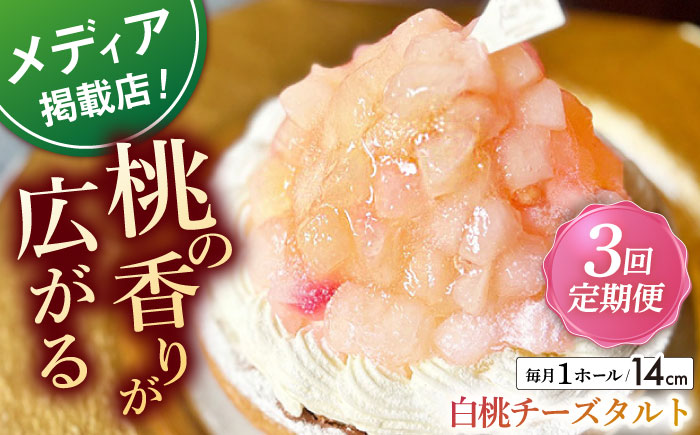 【全3回定期便】白桃チーズタルト1ホール(14cm)【心優　−Cotoyu Sweets−】 [KAA527]