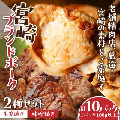 ふるさと納税 宮崎市 宮崎ブランドポーク　生姜焼き味噌焼きセット(5パック×2種類)
