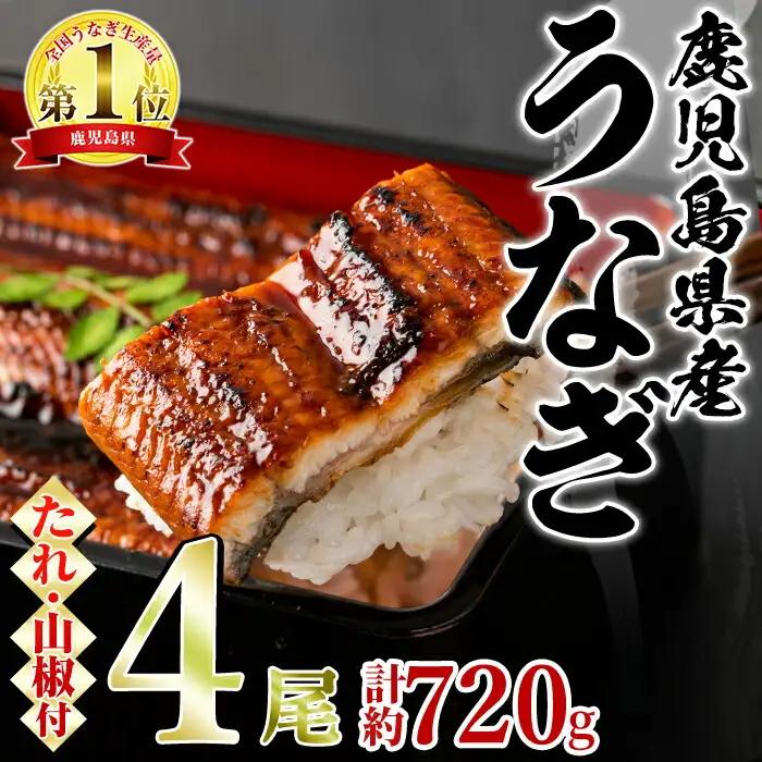 【ふるなびWEEK対象】東串良町 うなぎ 蒲焼 (無頭)(4尾・計約720g・タレ、山椒付) 高級 ウナギ 鰻 国産 たれ 鹿児島 ふるさと 人気【アクアおおすみ】【0254352a】