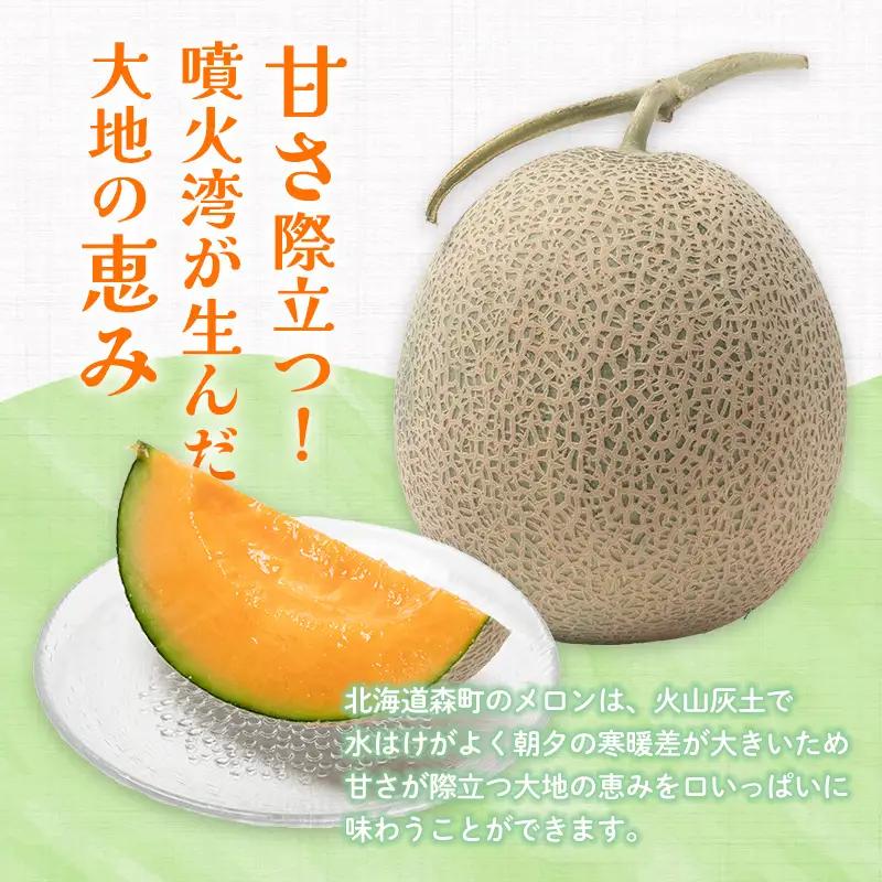 【先行予約】北海道森町産赤肉メロン 中玉 2玉入り(1玉約1.3~1.6kg) （2026年6月上旬～8月上旬頃に順次お届け） ＜道産ネットミツハシ＞ 森町 メロン 果物 赤肉 北海道産 北海道 mr