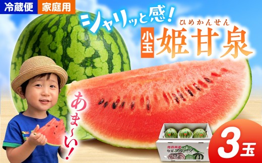 【先行予約】 小玉 すいか 3玉 姫甘泉（ 2kg前後 ×3 ） 家庭用 【7月下旬より順次発送】| フルーツ 西瓜 スイカ 小玉 果物 こだま 農家直送 青森県 五所川原市
