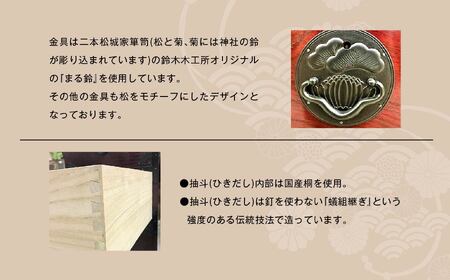 二本松城家箪笥　四段　漆塗り【鈴木木工所】