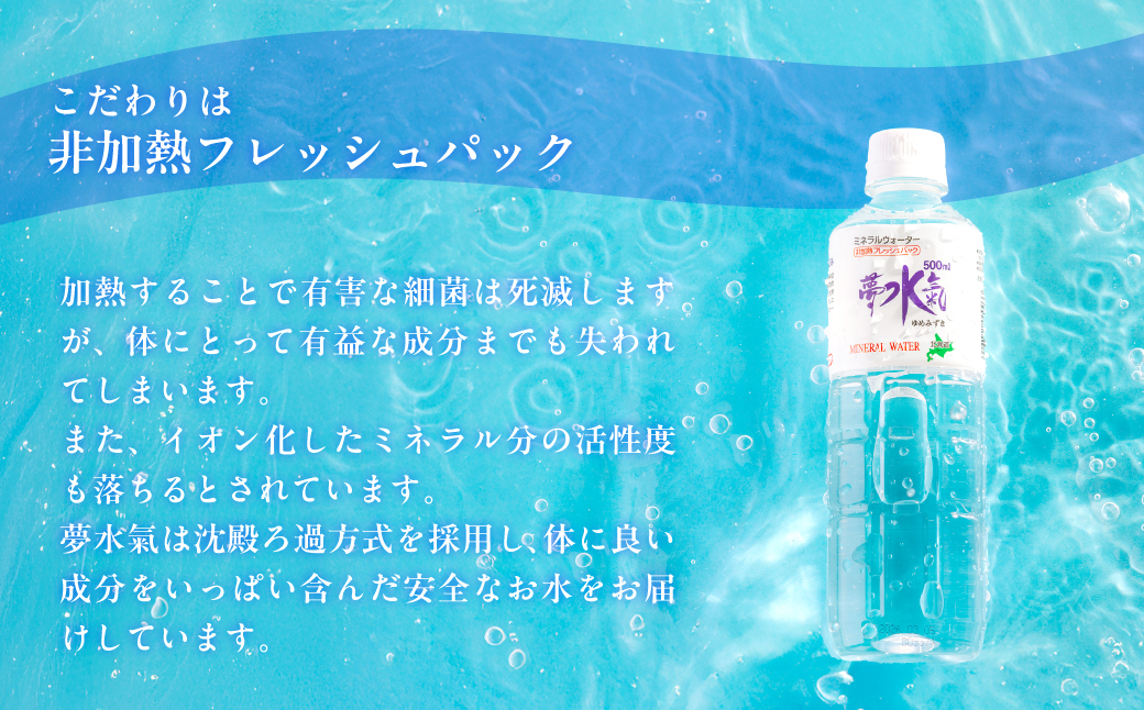 ミネラルウォーター夢水氣（500ml×24本）4セット 天然アルカリイオン水 軟水 【 ふるさと納税 人気 おすすめ ランキング 天然アルカリイオン水 天然水 ミネラルウォーター 横津岳山麓 北海道 