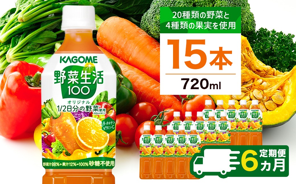 ns111-024 【定期便6ヵ月】カゴメ 野菜生活100 オリジナル 720ml 15本