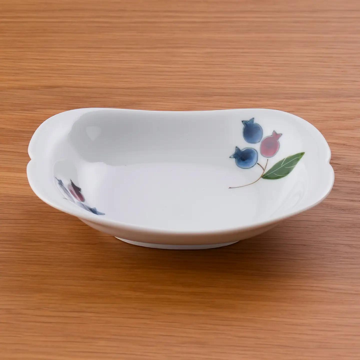 【波佐見焼】ブルーベリー 楕円平皿 3セット【松幸陶芸】[HB65]