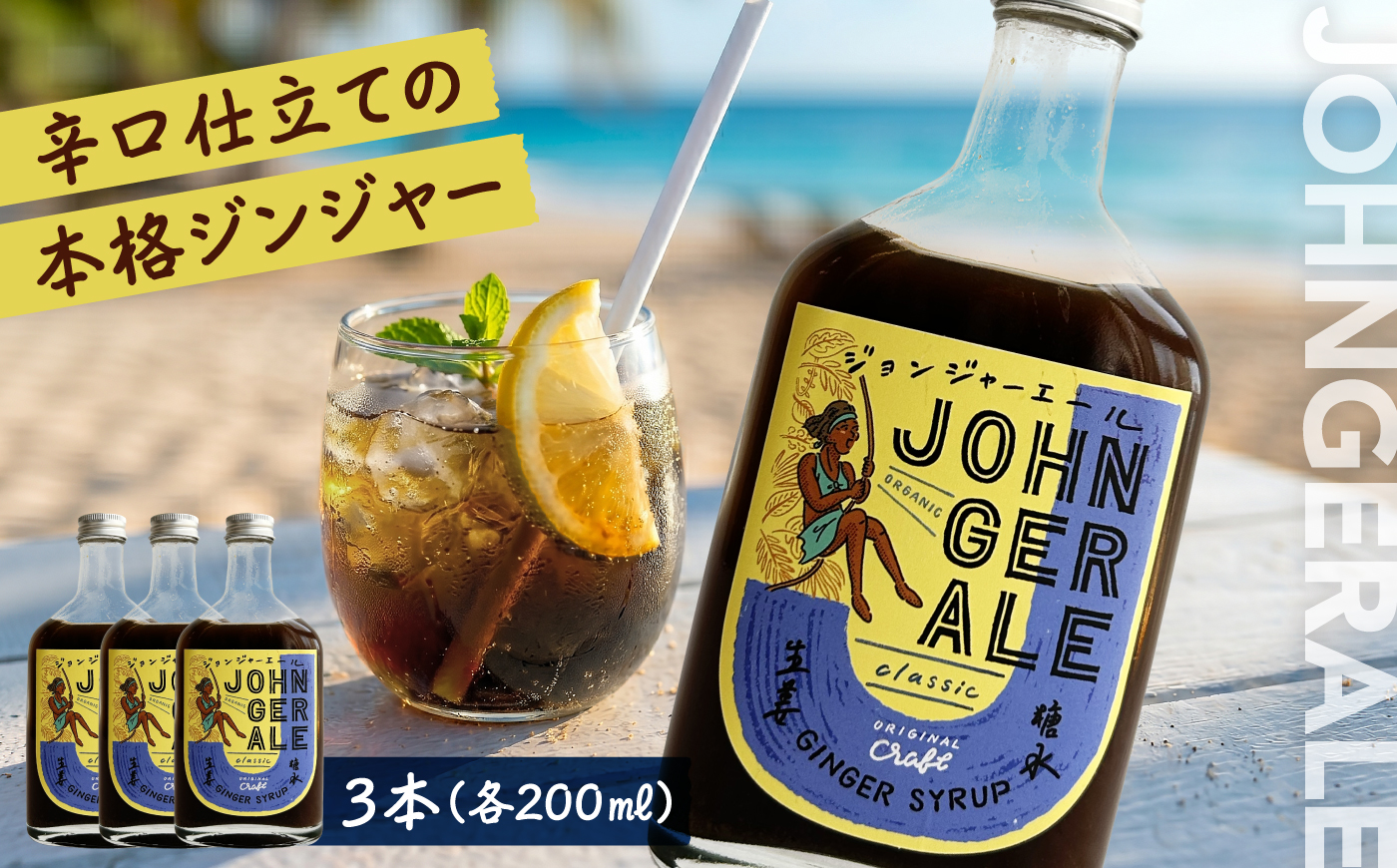 ジョンジャーエール（クラフトジンジャエール）200ml×3本セット 《厚真町》【Shijima Yoga Studio & Shijima Cafe】 ジンジャーエール 炭酸 ドリンク 飲料 ジュース 希釈 原液 北海道 [AXBZ001] 22000円