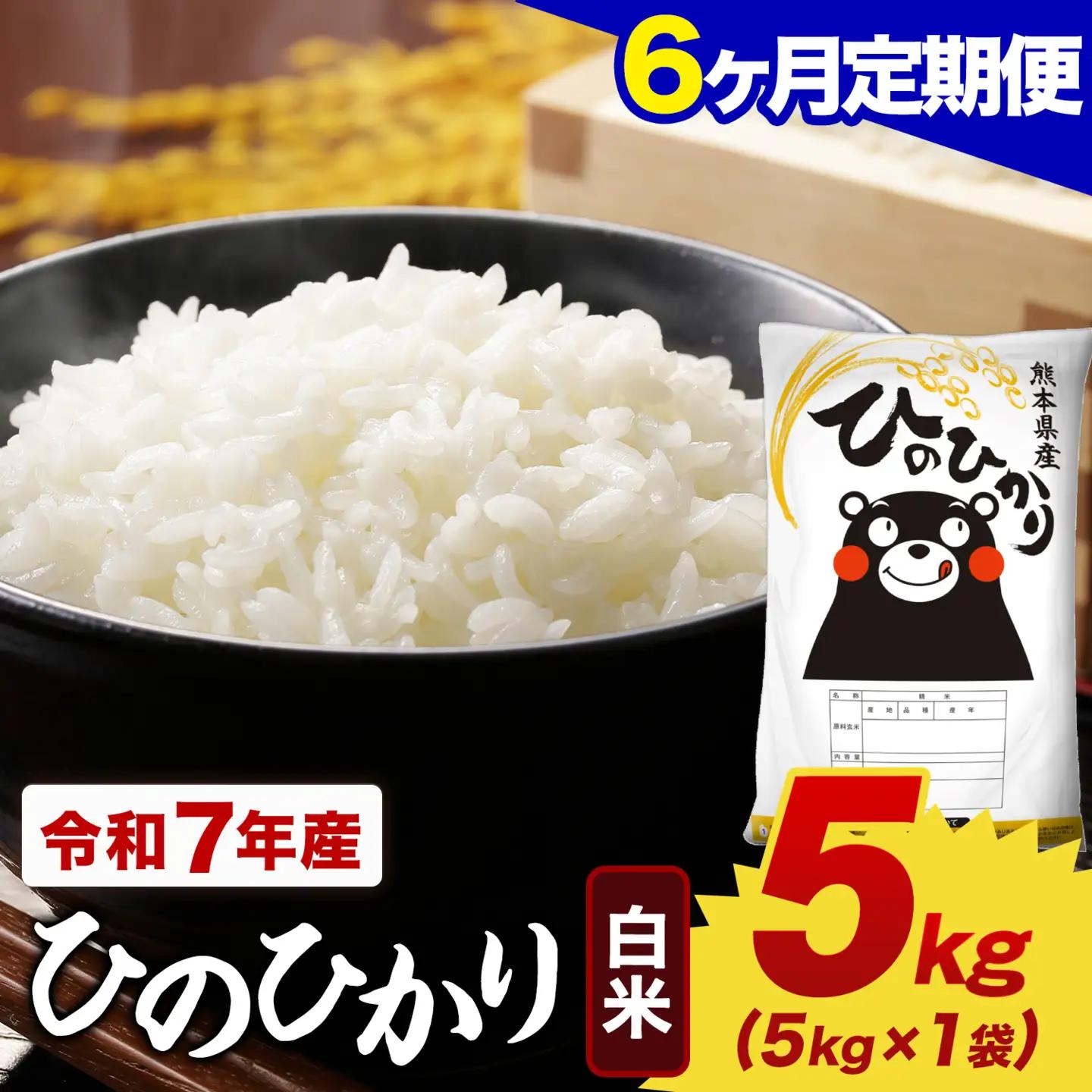 【6ヶ月定期便】令和7年産 白米 ひのひかり 定期便 5kg(5kg×1袋)《お申し込みの翌月から出荷》