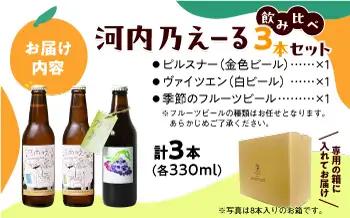 ビール 河内乃えーる 3本セット 季節のビール入り ビール BLAY005