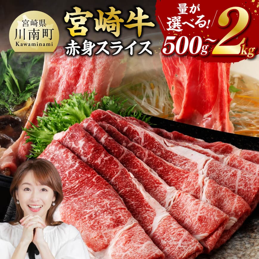 【ふるさと納税】※レビューキャンペーン※ ※グラム数が選べる※ 宮崎牛赤身スライス - 肉 牛肉 国産 黒毛和牛 宮崎牛 すき焼き モモ しゃぶしゃぶ 焼きしゃぶ 宮崎県 川南町 D1141