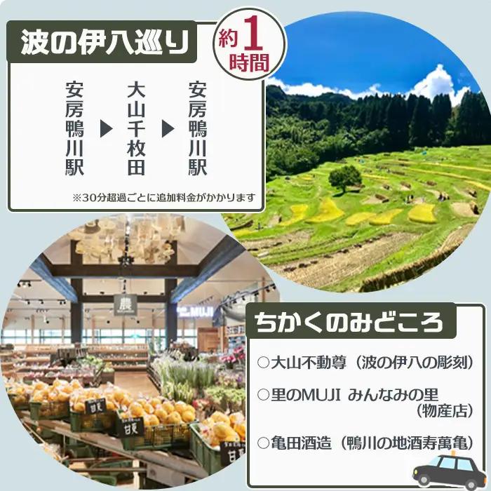 【千葉県鴨川市】観光タクシー貸切利用券 ３時間（定員４名／１台）　[0081-0001]