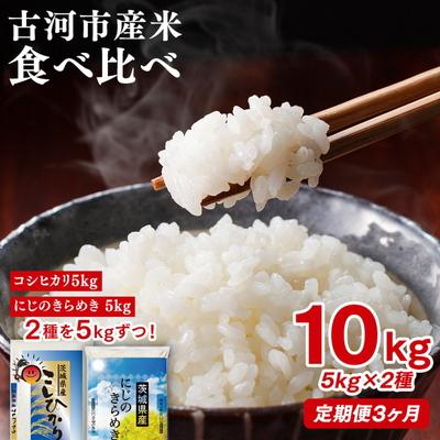 ふるさと納税 古河市 【定期便 3か月】令和7年産 お米食べ比べ コシヒカリ・にじのきらめき 5kg×2種類 _DP55