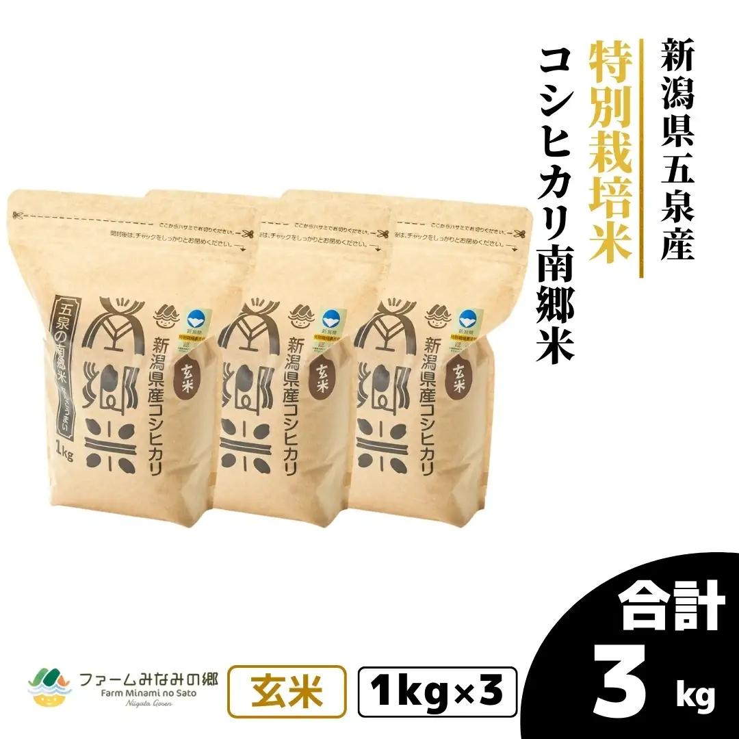 【先行予約】令和8年産 コシヒカリ 3kg(1kg×3袋) 玄米 南郷米 こしひかり | 新潟県 五泉市 コシヒカリ
