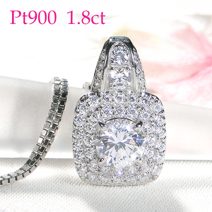 850-9-1 ネックレス PT900 プラチナ ダイヤモンド 計1.8ct センター1ctUP 取り巻き スクエア ペンダント【f238-pt】 ALPAZ018