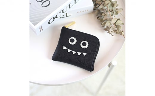 [№5258-7248]0209【ブラック】思わず誰かに見せたくなるモンスターL字ミニ財布/コンパクト