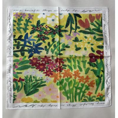 ふるさと納税 桐生市 【ezu】handkerchief /no.002◆コットン100%◆大判◆おしゃれ◆手描き