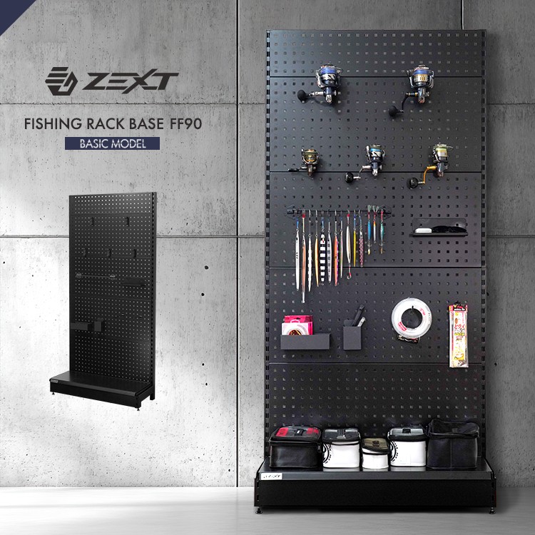 
                  ZEXT フィッシングラックFF90 ベーシックモデル ／ コスティック 釣具収納 フィッシング収納 リールラック リールスタンド リールホルダー ディスプレイラック 極厚メタルプレート 有孔ボード 壁面収納 部屋の間仕切り パーテーション カスタマイズ可能 フックホルダー 小物入れ ロングフック 耐荷重100kg 釣り フィッシング アングラー 人気 おすすめ 奈良県 御所市【cstk0024】
                