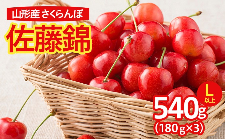 
                   さくらんぼ 佐藤錦 540g(180g×3パック)L以上 フードパック 【令和9年産先行予約】FS25-638 くだもの 果物 フルーツ 山形 山形県 山形市 2026年産
                