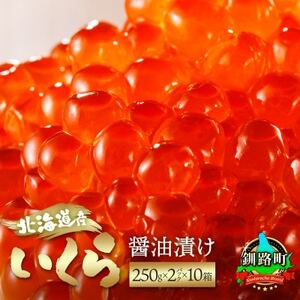 【毎月定期便】いくら醤油漬け 500g(250g×2パック)×10箱＜北海道産の鮭卵＞全3回【配送不可地域：離島】【4067981】