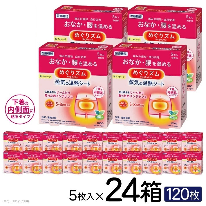 
            めぐりズム 蒸気の温熱シート【下着の内側面に貼るタイプ】　120枚(5枚入×24箱) SF0220
          