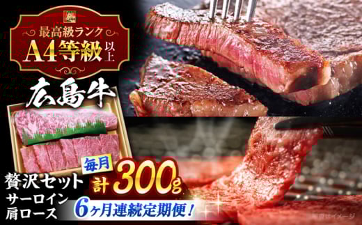 【全6回定期便】【冷蔵】牛肉  広島 和牛 贅沢セット 計300g 肩ロース 焼肉用 150g サーロイン 150g 牛肉 肉 にく 国産 和牛 牛 黒毛和牛 くろげわぎゅう お肉 高級 肉質等級 A4等級以上 A5等級 ブランド牛 広島県産 三次市産 みよし 三好 霜降り ギフト 贈答 プレゼント お取り寄せ おとりよせ ご当地 焼き肉 やきにく 三次市/広島三次ワイナリー[APAZ075]