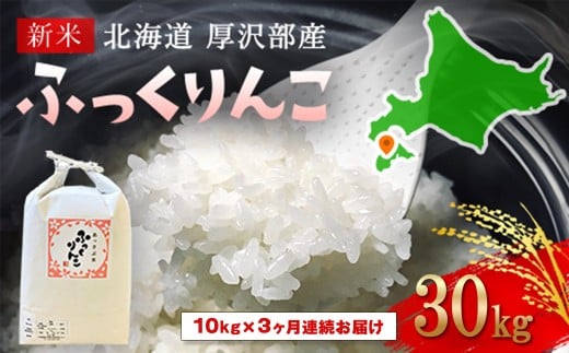 【令和7年産新米】2025年11月上旬より順次発送　北海道厚沢部産ふっくりんこ30kg（10kg×3ヶ月連続お届け）  【 ふるさと納税 人気 おすすめ ランキング 米 ご飯 ごはん 白米 ふっくりんこ 精米 つや 粘り 北海道 厚沢部 送料無料 】 ASG034