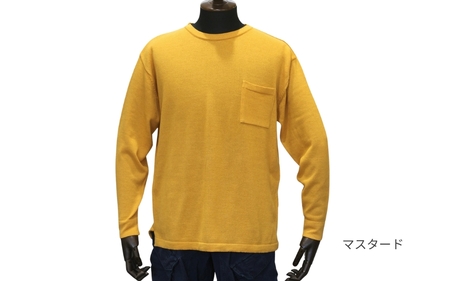ブリージング丸首長袖プルオーバー マスタード XL |五泉市 プルオーバー