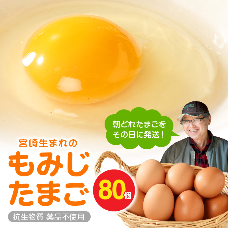 延岡産もみじ玉子80個 N033-YZA234