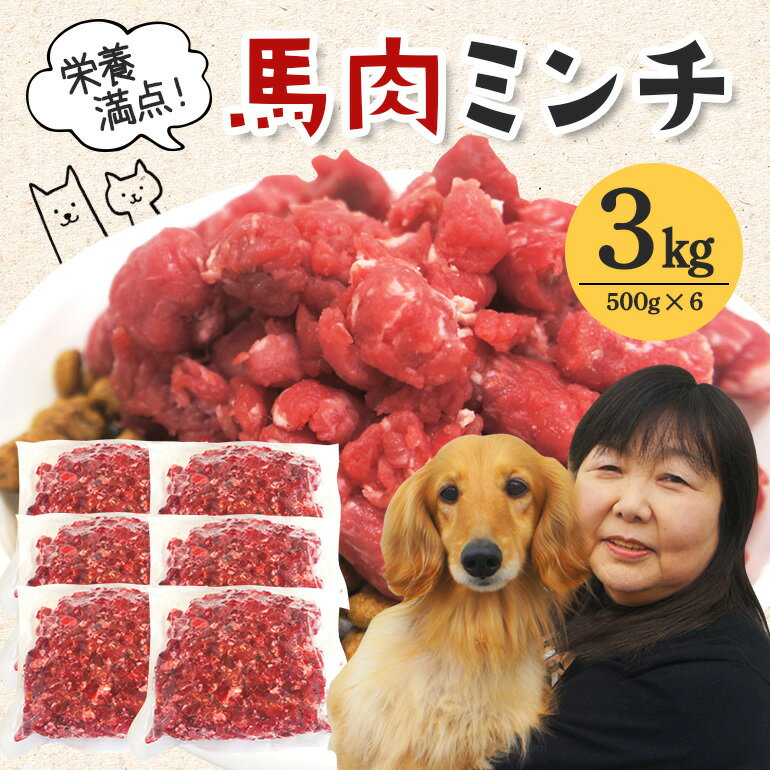 【ふるさと納税】馬肉 モモ肉 粗挽ミンチ肉 500g × 6 馬肉ミンチ 3kg 3キロ 小分け 冷凍 ひき肉 挽き肉 粗挽き ダイエット 高タンパク質 低カロリー ペット 犬 犬用 冷凍ミンチ 生肉 ミンチ ドッグフード 高齢犬 茨城県 【そうざい男しゃく（株式会社池延）】 【ho1421】