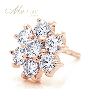 ピアス 天然 ダイヤモンド 0.7ct パヴェ スタッド フラワー ダブルロックキャッチ SIクラス【K18PG】P-149（KRP）M66-1411