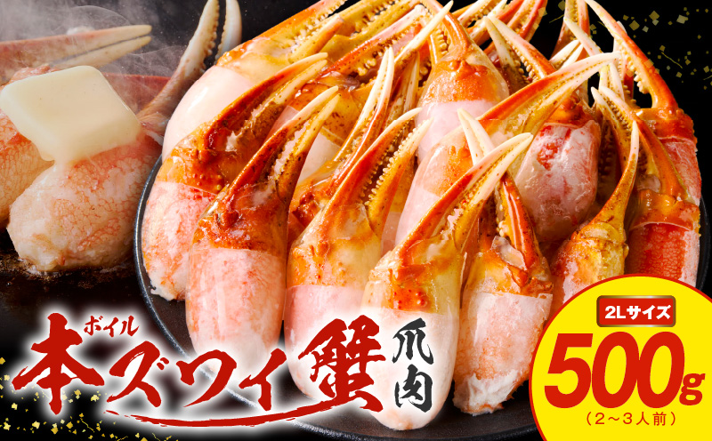 【高評価】本ズワイ蟹 爪肉 500g カット済み（2-3人前）【2Lサイズ ボイル ずわいがに カニ 海鮮 訳あり サイズ不揃い 規格外 かに鍋】 【大阪 泉佐野 大阪府 泉佐野市】