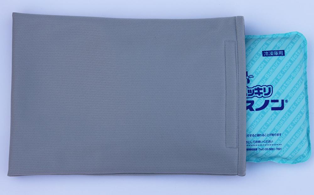 発熱時や夏場の睡眠に【アイスまくらカバー　Ｅ寝！】-3層構造タイプ- 　【カラー：サックス】