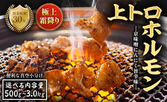 
                  【訳あり】 極上 霜降り 上トロホルモン 500g～3kg 京味噌にんにく旨辛味 秘伝のタレ付き 簡易包装 | 訳あり 訳アリ 国産 上トロホルモン 霜降り 京味噌にんにく ホルモン 冷凍 真空パック 家庭用 ホルモンうどん 八島丹山 京都 舞鶴
                