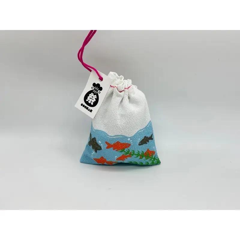 丹後ちりめん 祭巾着（きんぎょ） サイズ：約17cm×13cm