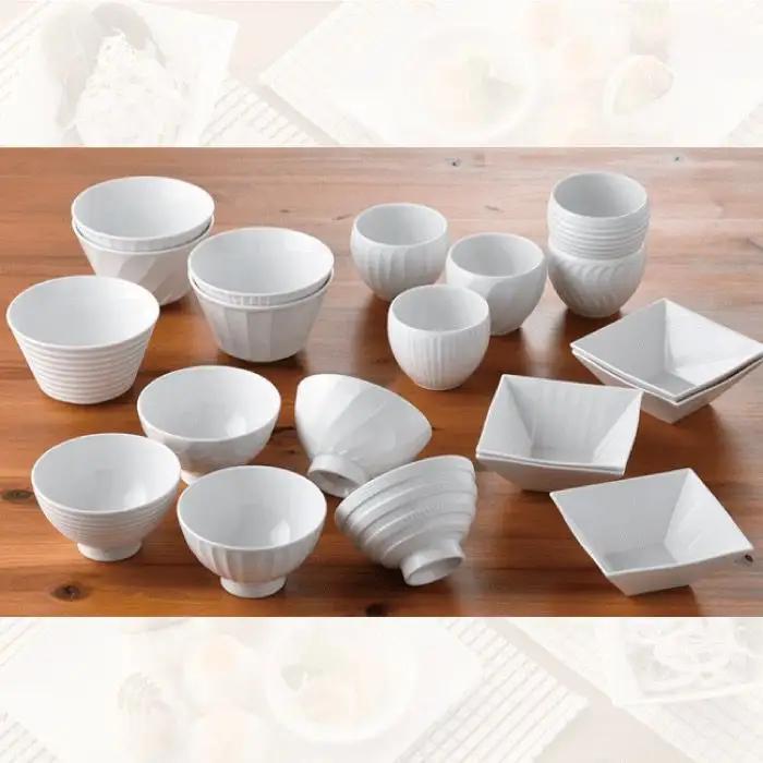 【波佐見焼】白磁手彫 マグカップ ボウル プレート 含む こだわり82点セット 食器 皿 【一真窯】 [BB13] 波佐見焼
