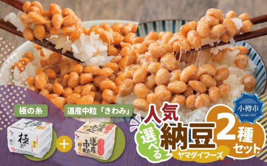 ヤマダイフーズ 人気納豆2種セット 【 極の糸 北海道産極小粒納豆  1ケース（12個） 】+【 道産中粒「きわみ」納豆 1ケース（12個） 】合計2ケース（24個）