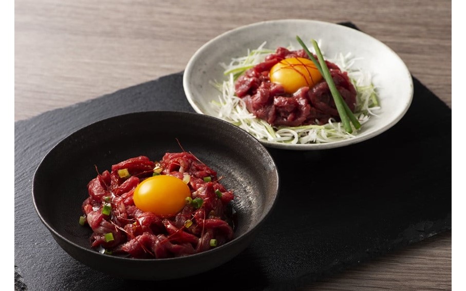 【国産】馬刺しユッケ2種とネギトロの食べ比べセット 150g 国産 馬刺し 赤身 ユッケ ネギトロ セット ふじ馬刺し 馬肉 馬 生食用 肉刺し ギフト 贈答用 熊本 阿蘇 南小国町 送料無料