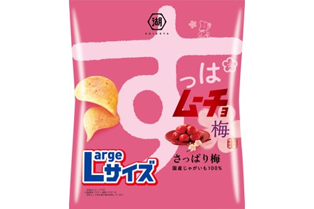 湖池屋のLサイズすっぱムーチョさっぱり梅　108ｇ×12袋　梅のほんのりやわらかな酸味やじゅわっとした甘み、じゃがいもの旨み、塩加減が抜群 スナック菓子 じゃがいも 湖池屋　ポテチ ポテトチップス 