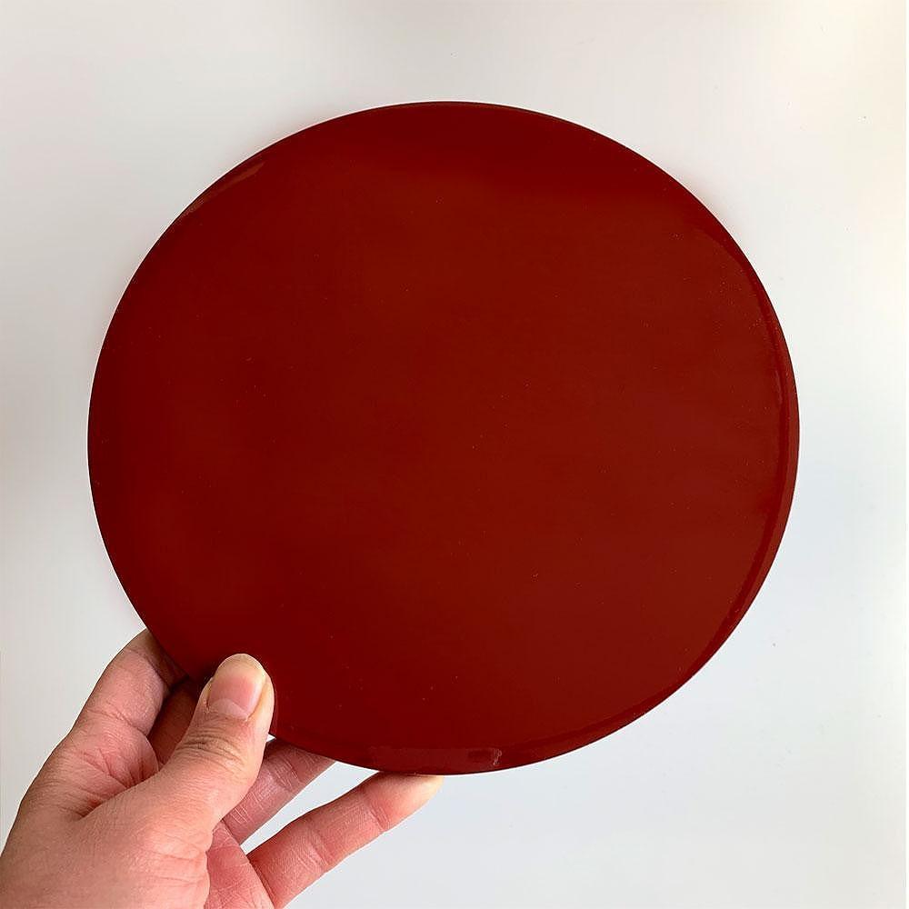 木製 丸板 花台 敷板 玄関 黒/朱 7号(21cm) 人形台【YG363】